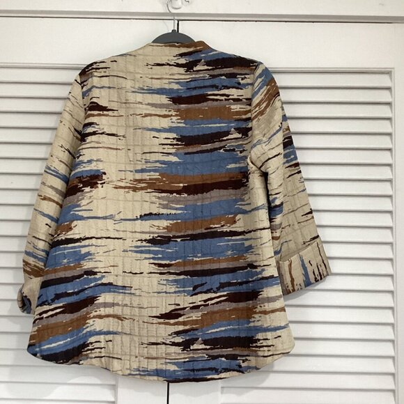 IC by  Connie K Sz M Art-to-Wear Crinkled Funky Jacket Blazer Hi Low - Picture 2 of 8